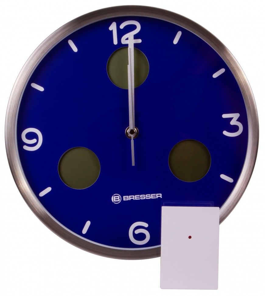 Часы настенные Bresser (Брессер) MyTime io NX Thermo/Hygro, 30 см, синие