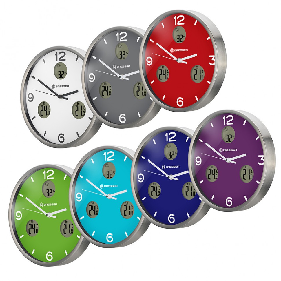 Часы настенные Bresser (Брессер) MyTime io NX Thermo/Hygro, 30 см, красные