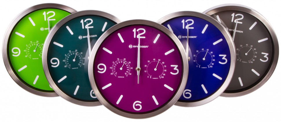 Часы настенные Bresser (Брессер) MyTime ND DCF Thermo/Hygro, 25 см, фиолетовые
