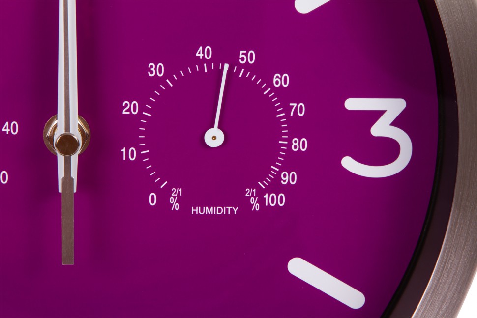 Часы настенные Bresser (Брессер) MyTime ND DCF Thermo/Hygro, 25 см, фиолетовые