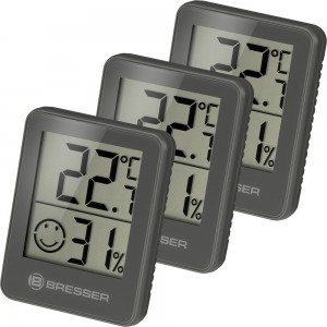 Гигрометр и термометр Bresser (Брессер) Temeo Hygro, набор 3 шт., серый